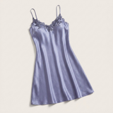 Spaghetti Strap Satin Lace Nightgown - Pink