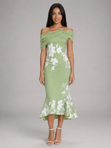 Floral Off Shoulder Midi Dress Summer Women