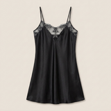 Spaghetti Strap Silk Lace Nightgown - Dusty Rose
