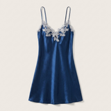 Spaghetti Strap Satin Lace Nightgown - Pink