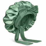 Bonnet en satin avec nœud - Noir