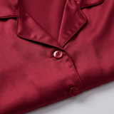 Pyjama en satin de soie femme manches longues boutonné vin