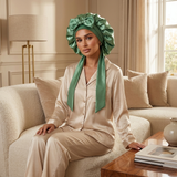 Bonnet en satin avec nœud - Noir