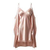 2-Piece Satin Chemise Nightgown & Robe Set - Pink