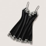 Spaghetti Strap Satin Lace Nightgown - Pink