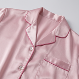 Women Silk Short Sleeve Notch Collar Pajama Set Lavender