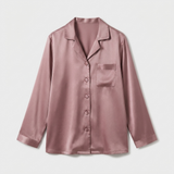 Silk Satin Pajama Set Women Long Sleeve Button Up Lavender
