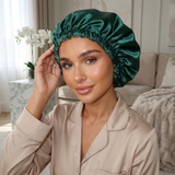 Ensemble bonnet en satin et chouchou - Gris argenté