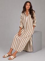 Vestido camisero largo a rayas para mujer verano