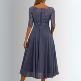 Women's Chiffon Lace Midi Dress – Flowing Silhouette