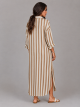 Vestido camisero largo a rayas para mujer verano