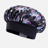 Bonnet de nuit en satin pour enfants protection cheveux rose