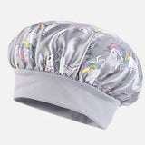 Bonnet de nuit en satin pour enfants protection cheveux rose