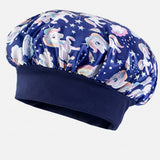 Bonnet de nuit en satin pour enfants protection cheveux rose