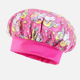 Bonnet de nuit en satin pour enfants protection cheveux rose