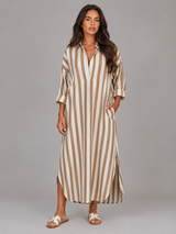Vestido camisero largo a rayas para mujer verano