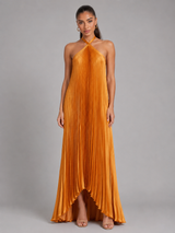 Pleated Halter Maxi Dress Summer Women