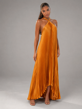 Pleated Halter Maxi Dress Summer Women