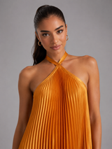 Pleated Halter Maxi Dress Summer Women