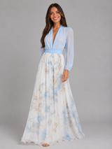 Robe maxi en chiffon florale pour femme en été