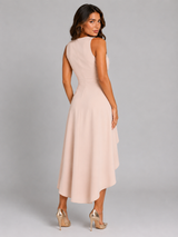Vestido maxi sin mangas con escote en V y cruzado para invitada de boda