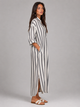 Vestido camisero largo a rayas para mujer verano