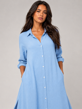 Button Front Midi Shirt Dress Summer Women