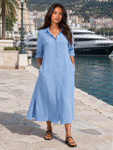 Button Front Midi Shirt Dress Summer Women