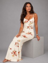 Vestido maxi floral con efecto satinado para invitada de boda