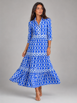 Robe midi imprimé chaîne pour femme été