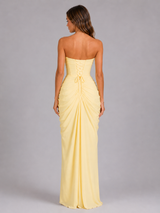 Robe maxi drapée bustier pour invitée de mariage