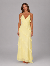 Halter Ruffle Tiered Maxi Dress Summer Women