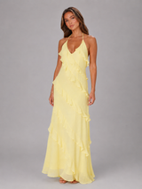 Halter Ruffle Tiered Maxi Dress Summer Women