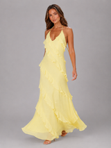 Halter Ruffle Tiered Maxi Dress Summer Women