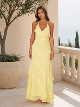 Halter Ruffle Tiered Maxi Dress Summer Women