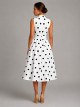 Vestido midi con escote en V y lunares para mujer de verano
