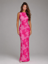 Vestido maxi sin mangas bordado con flores para invitada de boda