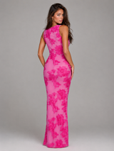 Vestido maxi sin mangas bordado con flores para invitada de boda