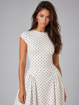 Robe longue ligne A à pois été femme