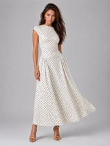 Robe longue ligne A à pois été femme