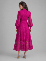 Robe midi en dentelle cocktail femme