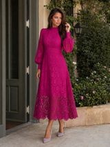 Robe midi en dentelle cocktail femme