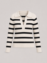 Striped half zip knit sweater – Nude & Nero