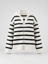 Striped quarter zip knit pullover – Nude & Nero