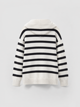Striped quarter zip knit pullover – Nude & Nero