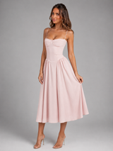 Corset Lace-Up Full Skirt Midi Dress Cocktail Women