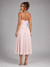 Corset Lace-Up Full Skirt Midi Dress Cocktail Women