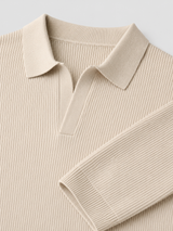 Ribbed polo knit top – Nude & Nero