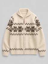 Fair Isle Zip Knit Cardigan for Women
