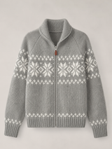 Fair Isle Zip Knit Cardigan for Women